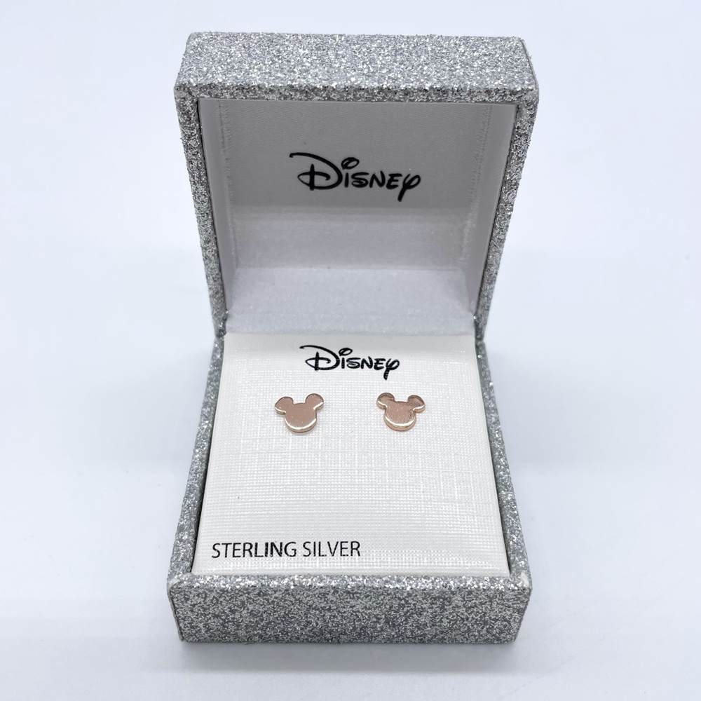 Disney Mickey Mouse Sterling Silver Stud Earrings rose gold tone
